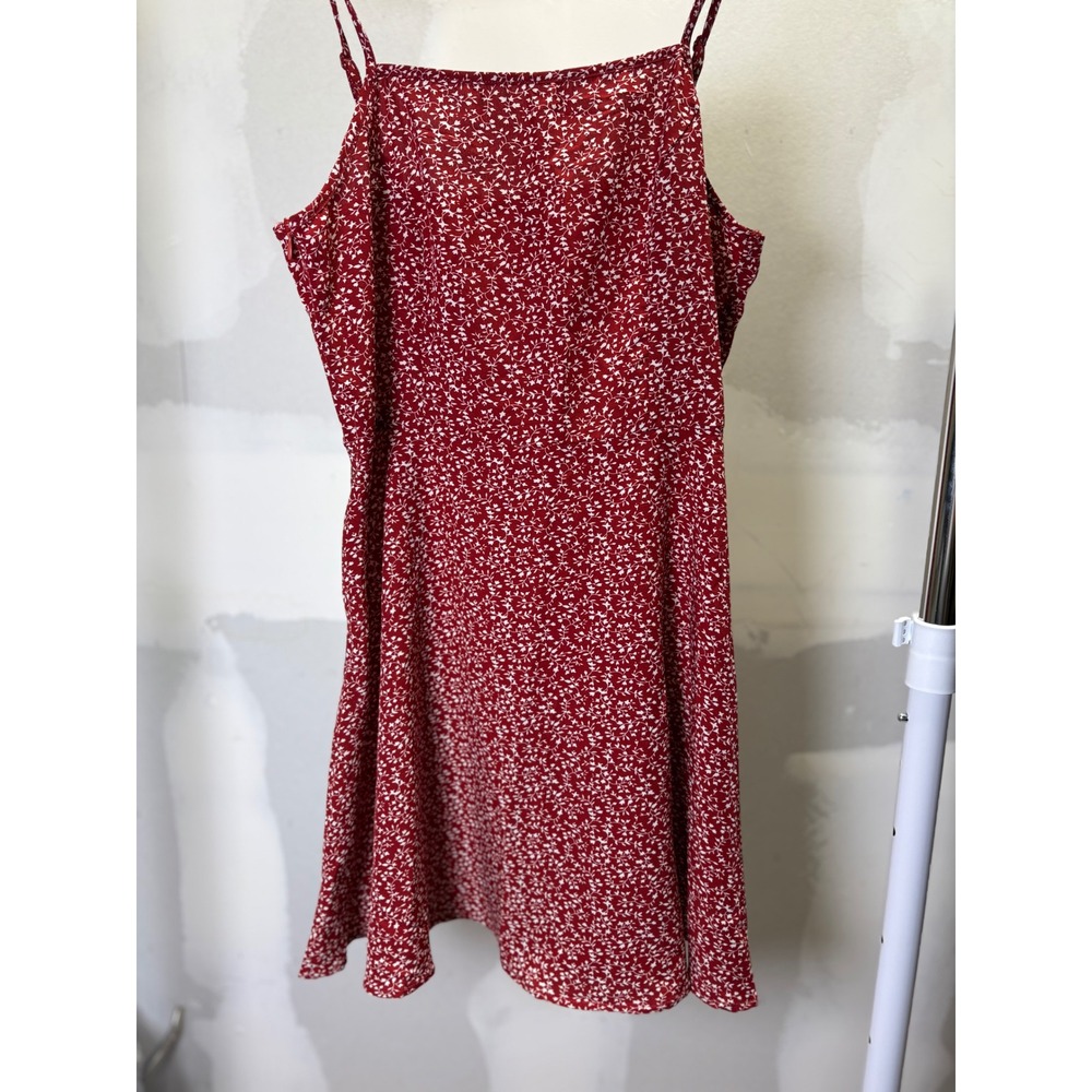 SHEIN Womens Red Ditsy Floral Cami Mini Dress XL Square Neck